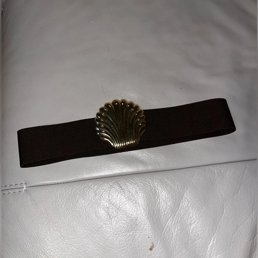Vintage Metal Seashell Elastic Band Belt 90’s 80’s